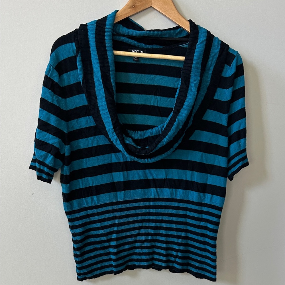 Apt. 9 Black and Teal Striped Sweater